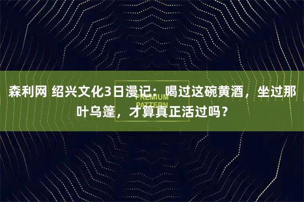 森利网 绍兴文化3日漫记：喝过这碗黄酒，坐过那叶乌篷，才算真正活过吗？